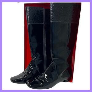 Coach Fresna Black Patent Leather Flat Tall Boots (US size 6b)